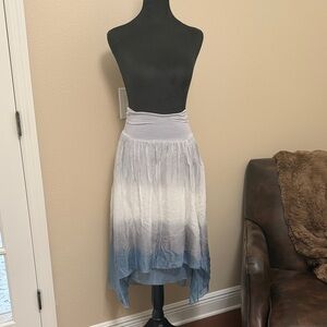 Elegant Ombre Blue and White Women’s Boho  Skirt Size M